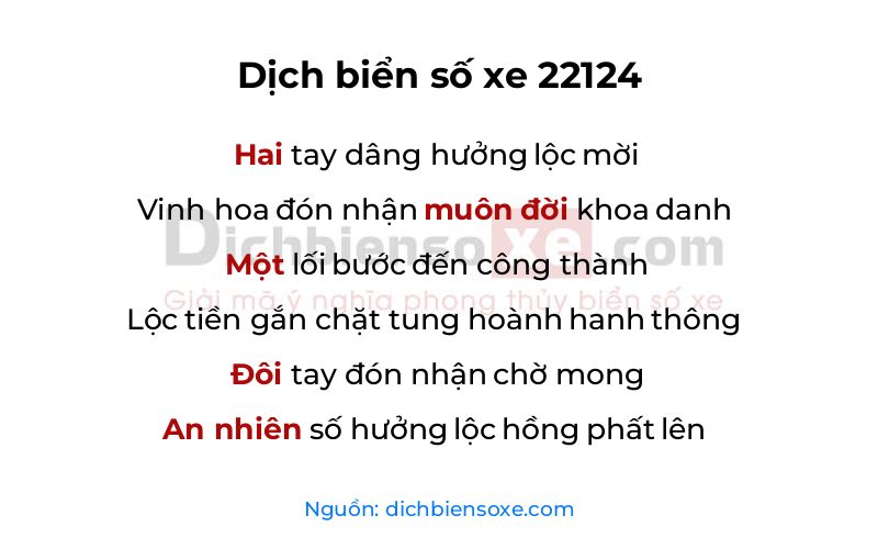 Dịch thơ biển số 22124