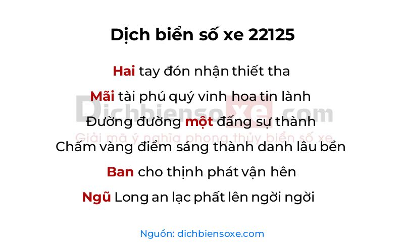 Dịch thơ biển số 22125