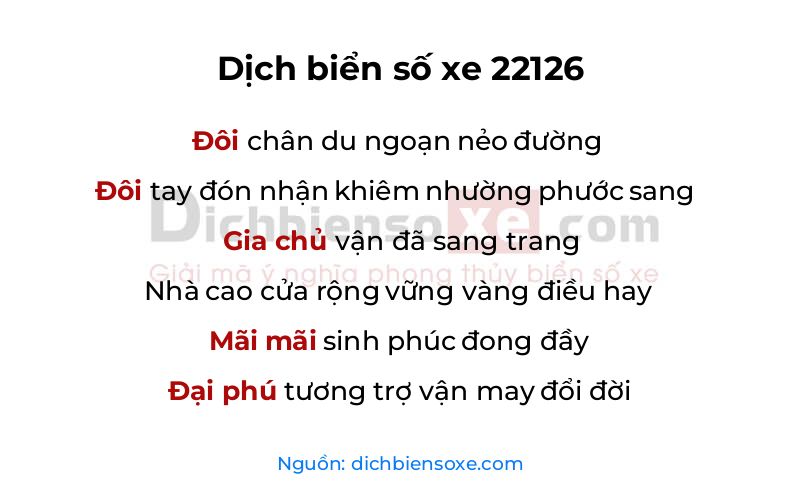 Dịch thơ biển số 22126