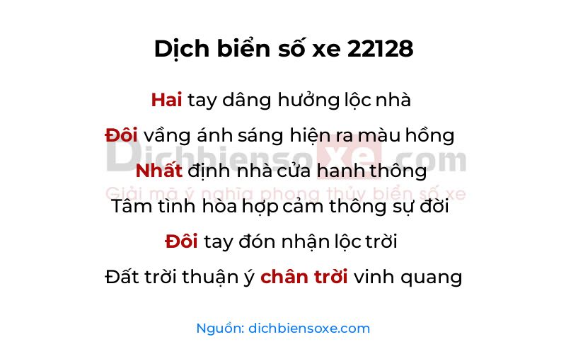 Dịch thơ biển số 22128