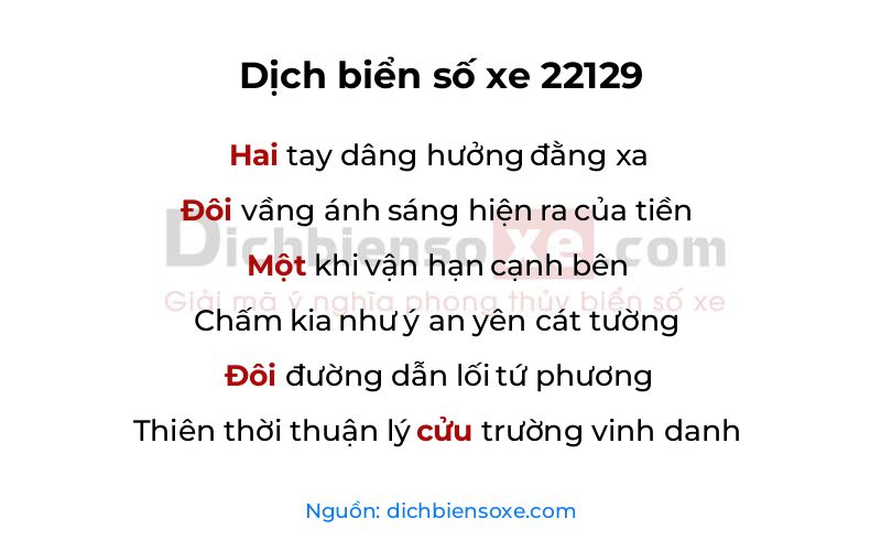 Dịch thơ biển số 22129