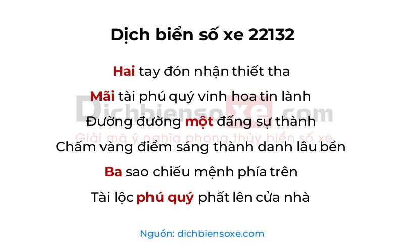 Dịch thơ biển số 22132