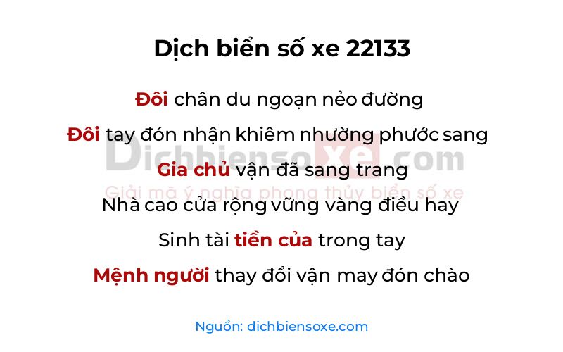 Dịch thơ biển số 22133