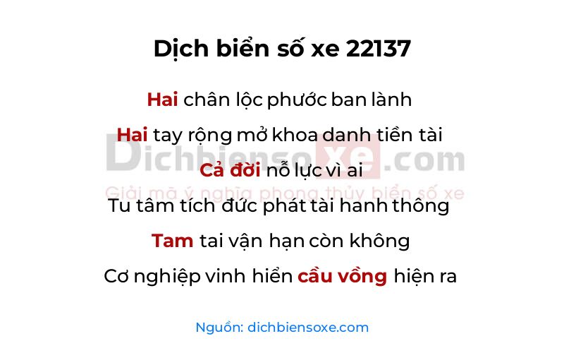 Dịch thơ biển số 22137