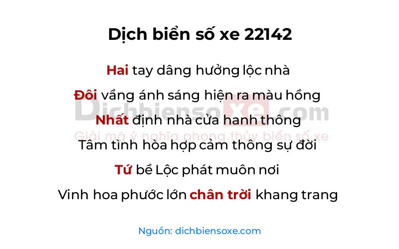Dịch thơ biển số 22142