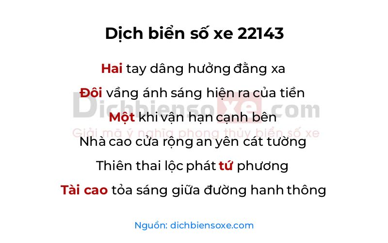 Dịch thơ biển số 22143