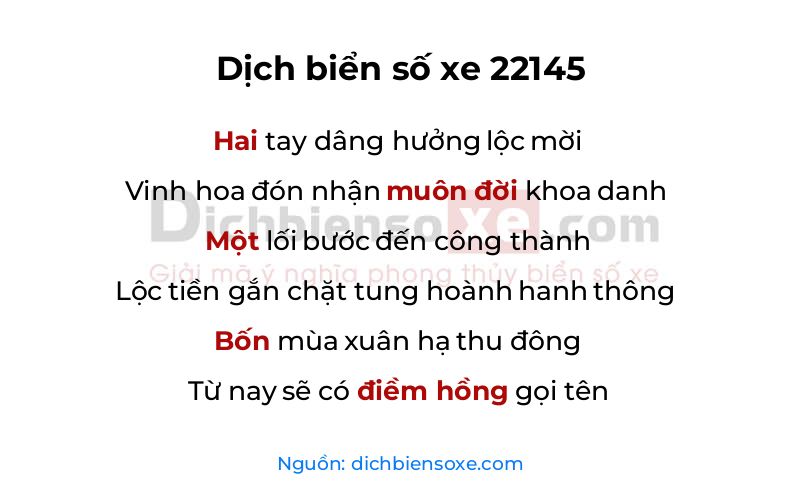 Dịch thơ biển số 22145