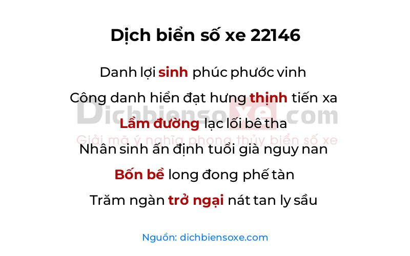 Dịch thơ biển số 22146