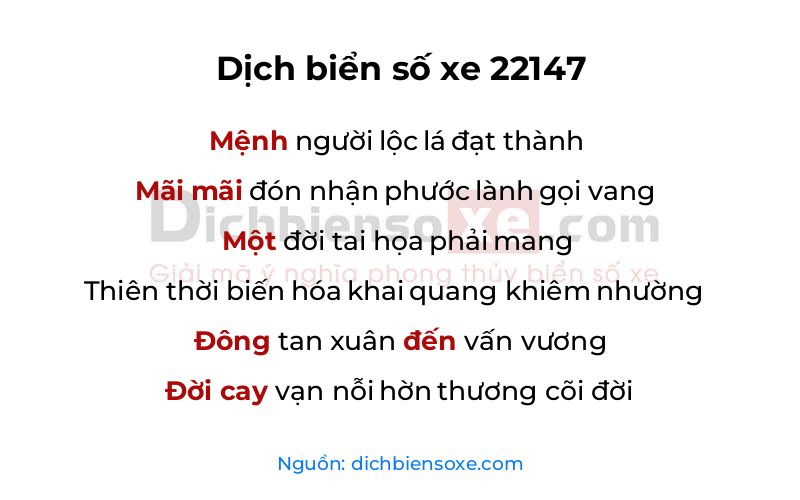 Dịch thơ biển số 22147