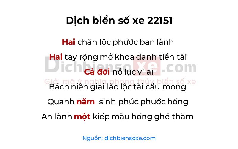 Dịch thơ biển số 22151
