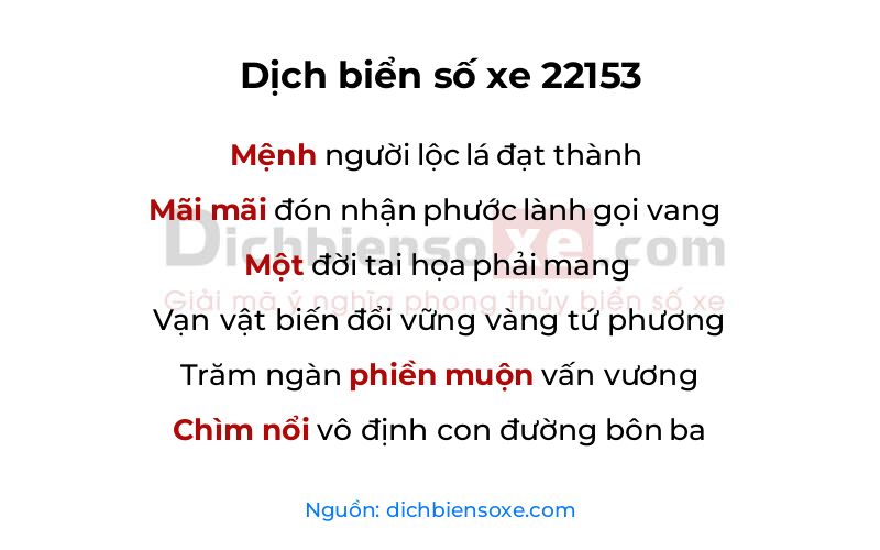Dịch thơ biển số 22153