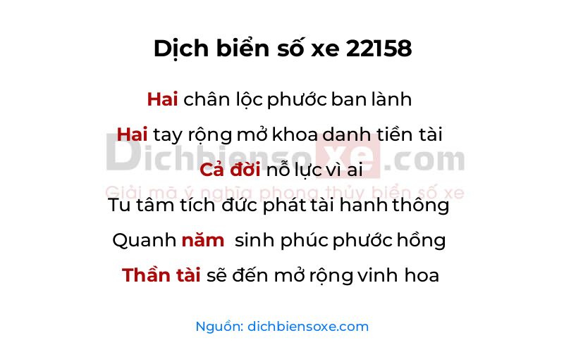 Dịch thơ biển số 22158
