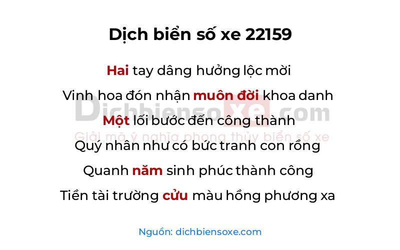 Dịch thơ biển số 22159