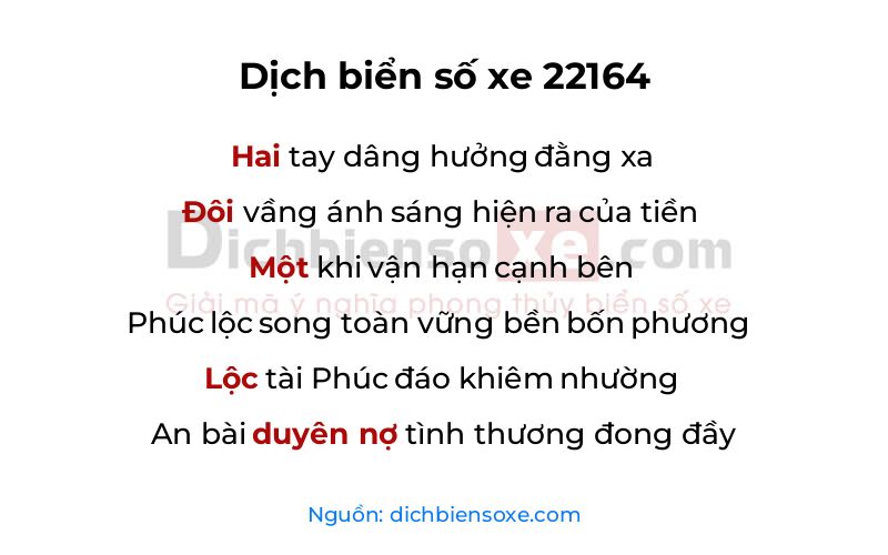 Dịch thơ biển số 22164
