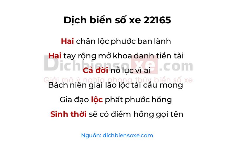 Dịch thơ biển số 22165