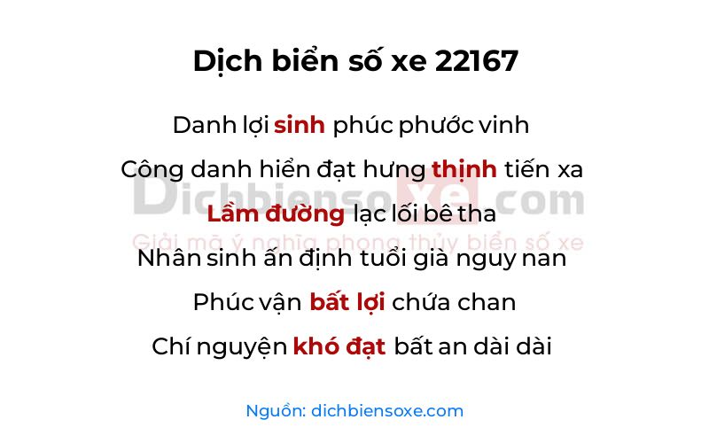 Dịch thơ biển số 22167