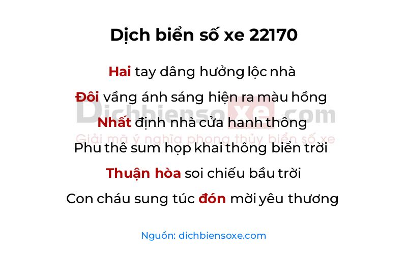 Dịch thơ biển số 22170