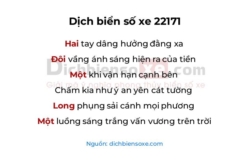Dịch thơ biển số 22171