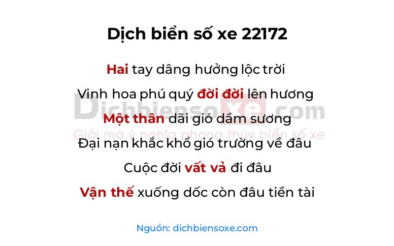 Dịch thơ biển số 22172