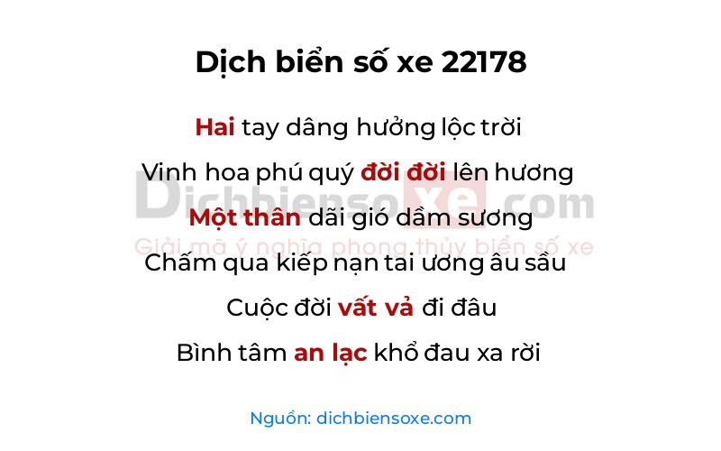 Dịch thơ biển số 22178