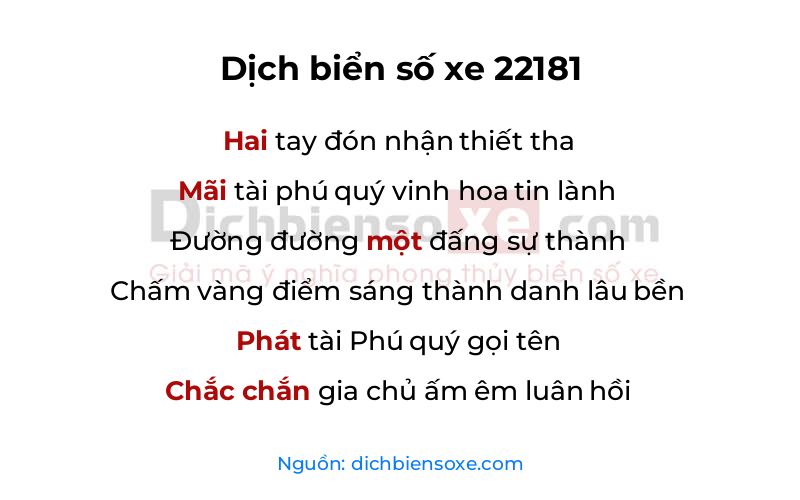Dịch thơ biển số 22181
