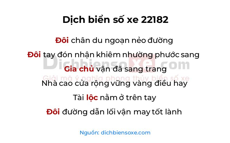 Dịch thơ biển số 22182