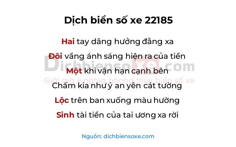 Dịch thơ biển số 22185
