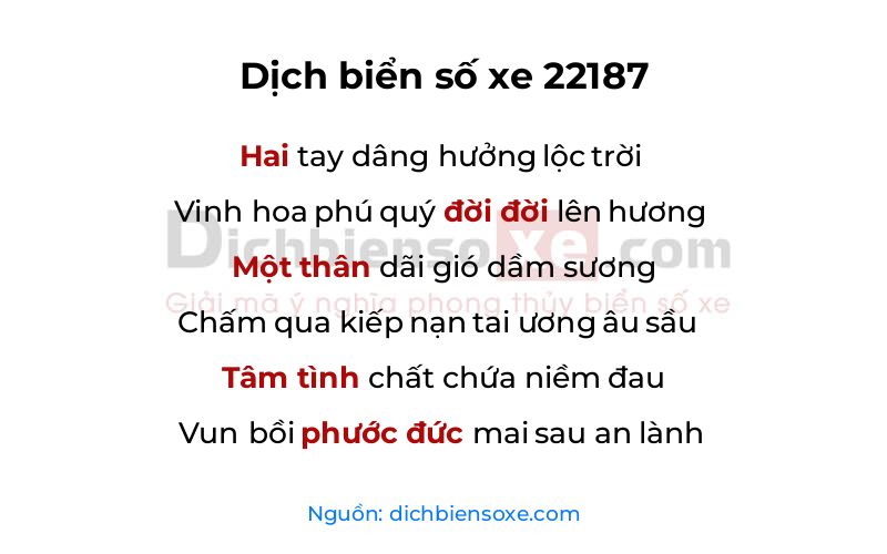 Dịch thơ biển số 22187