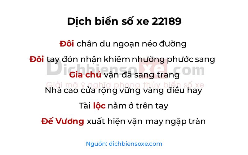 Dịch thơ biển số 22189