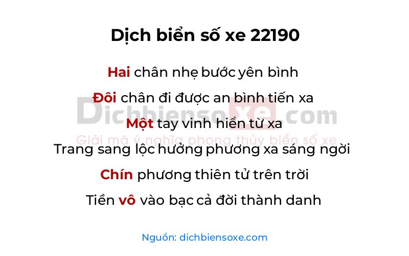 Dịch thơ biển số 22190