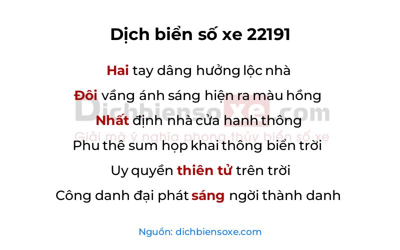 Dịch thơ biển số 22191
