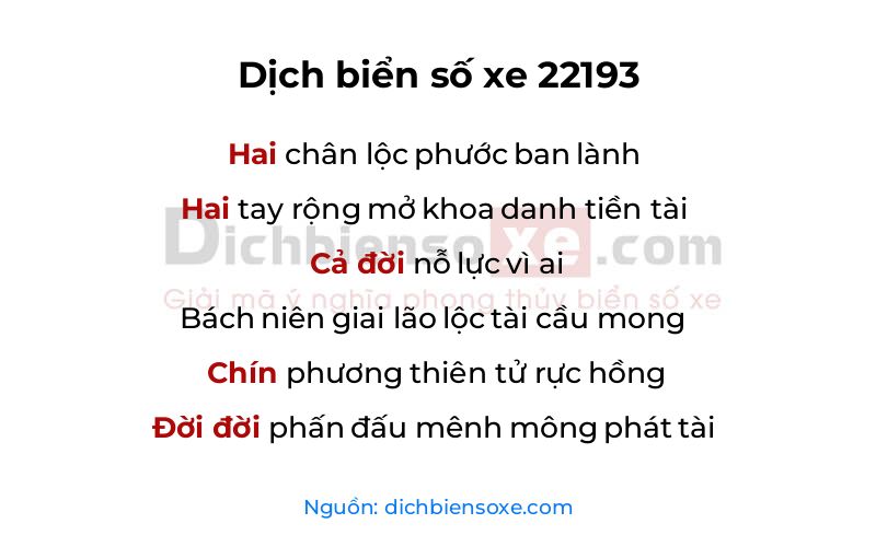 Dịch thơ biển số 22193