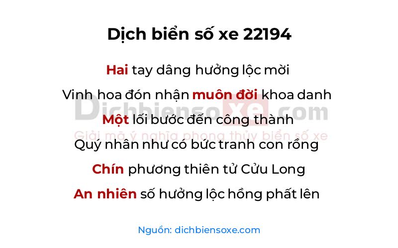 Dịch thơ biển số 22194