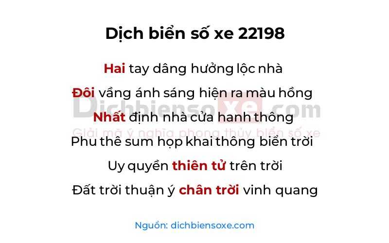Dịch thơ biển số 22198