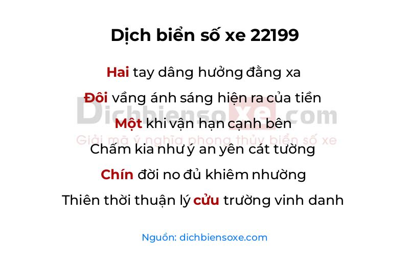 Dịch thơ biển số 22199