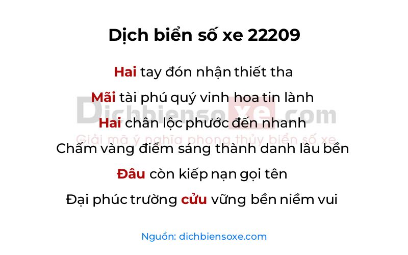 Dịch thơ biển số 22209