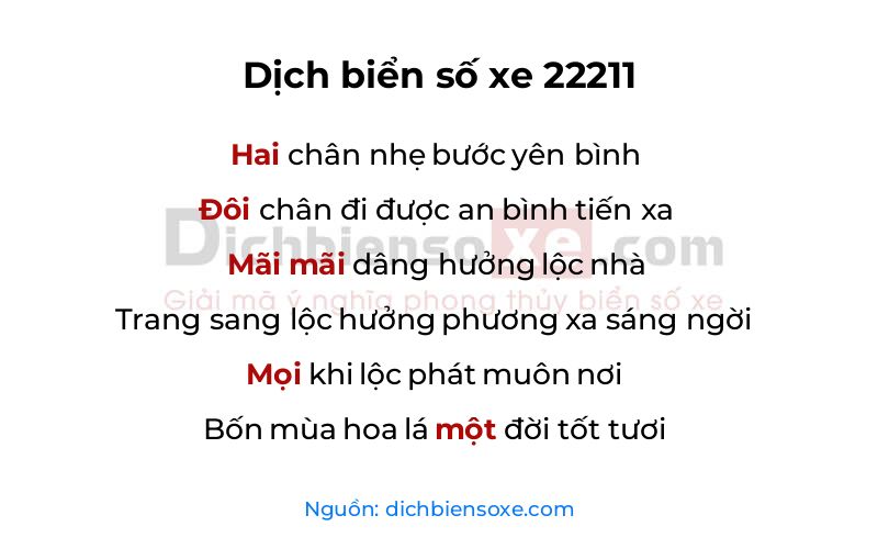 Dịch thơ biển số 22211