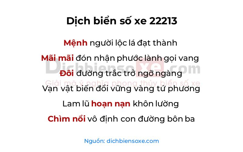 Dịch thơ biển số 22213