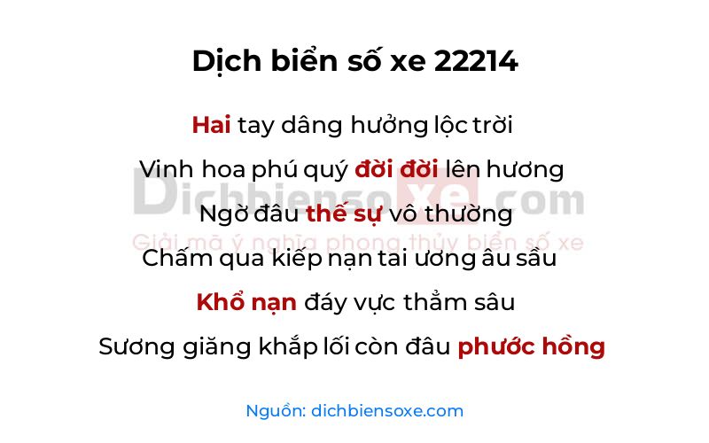 Dịch thơ biển số 22214