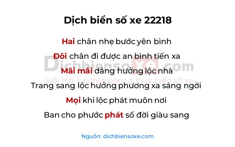 Dịch thơ biển số 22218