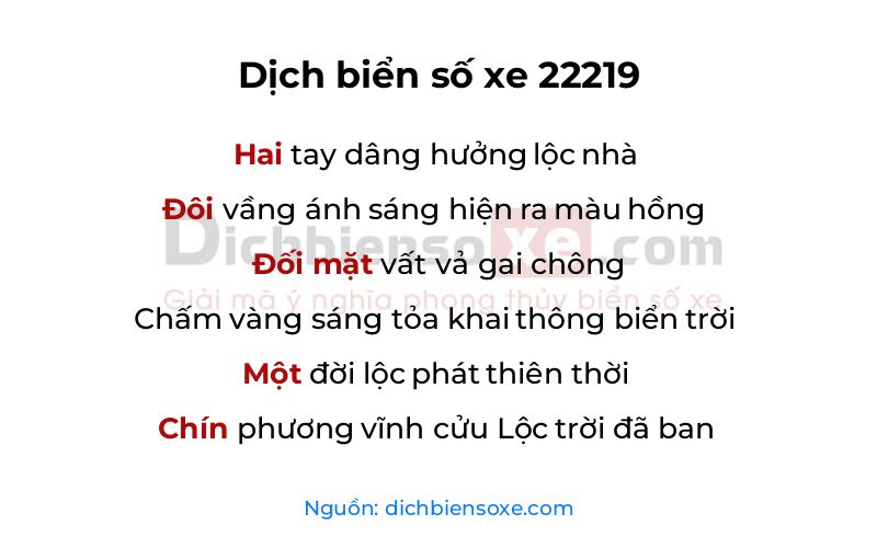 Dịch thơ biển số 22219