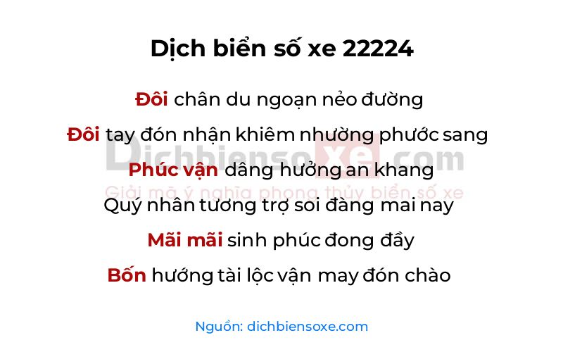 Dịch thơ biển số 22224