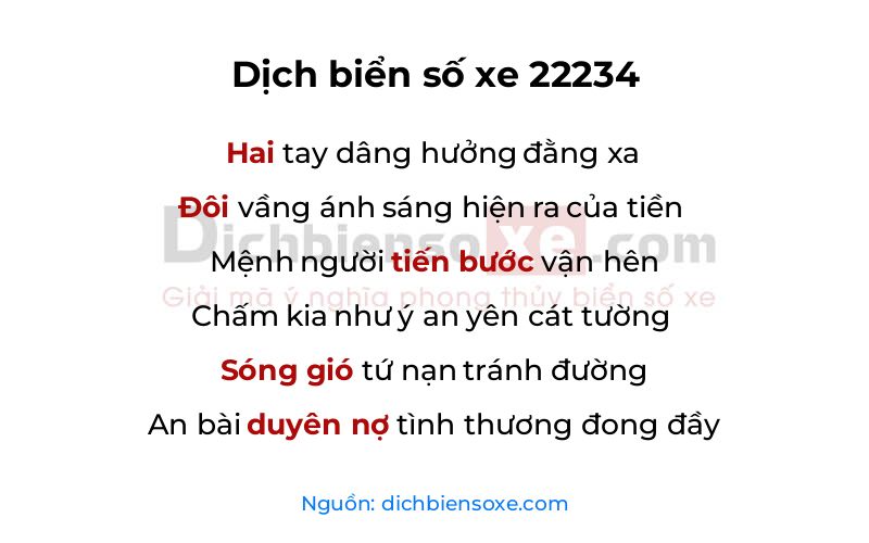 Dịch thơ biển số 22234