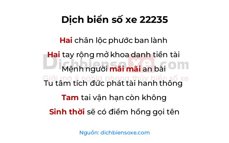 Dịch thơ biển số 22235