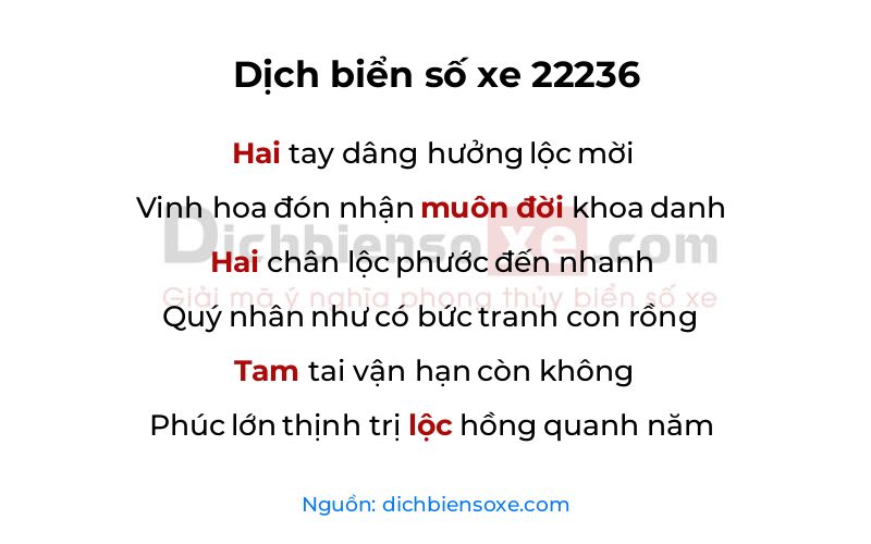 Dịch thơ biển số 22236