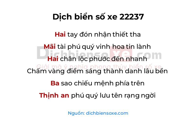 Dịch thơ biển số 22237