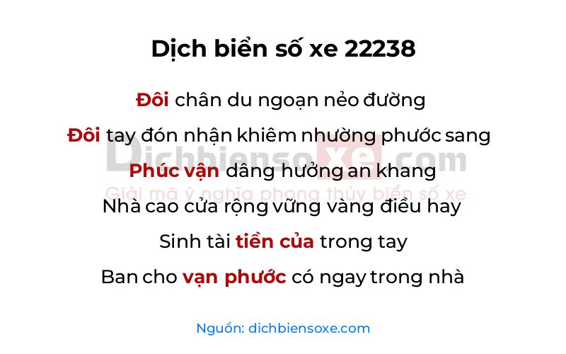 Dịch thơ biển số 22238