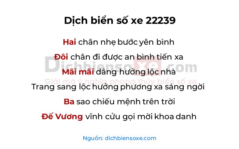 Dịch thơ biển số 22239