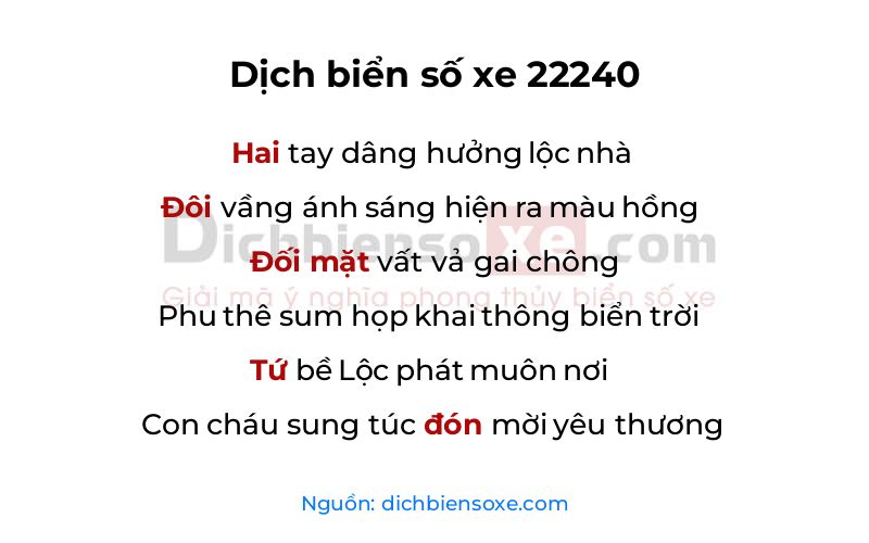 Dịch thơ biển số 22240