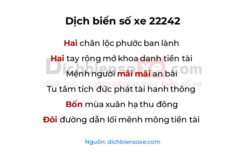 Dịch thơ biển số 22242